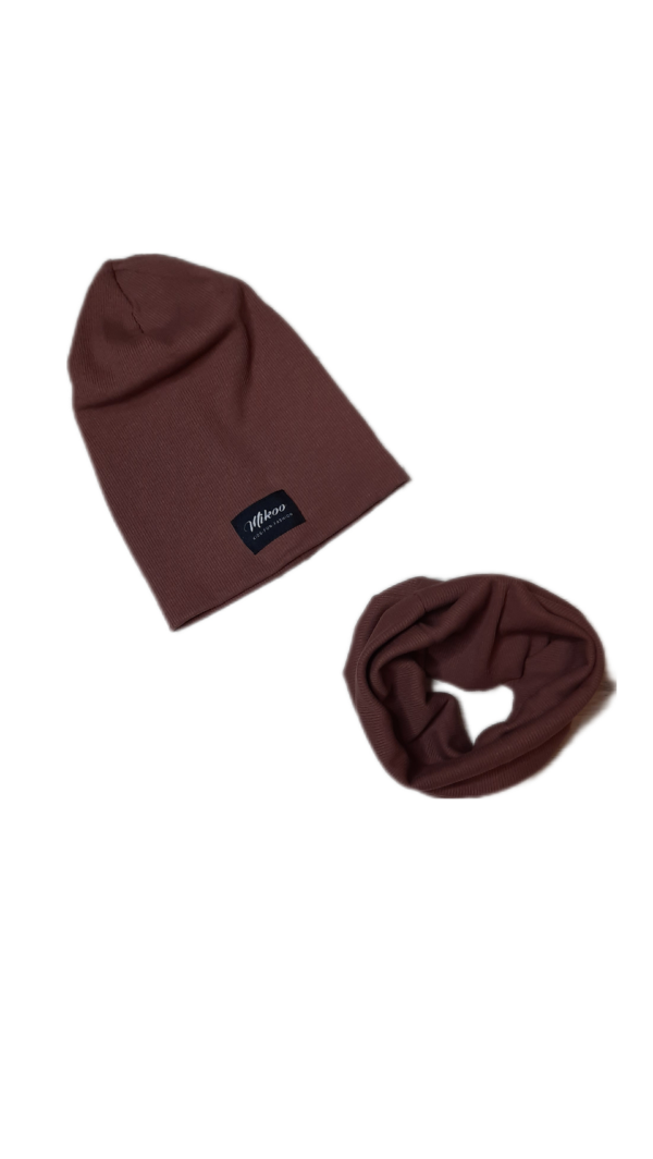 CZAPKA DZIECIĘCA Z KOMINEM CZEKOLADA MIKOO