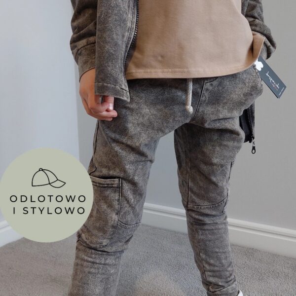 SPODNIE CARGO JEANS BLACK DESPACITO