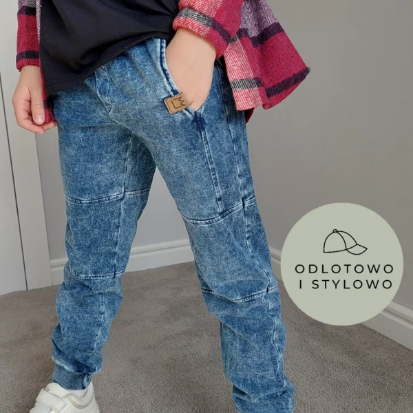 SPODNIE JOGGERY JEANS DEKATYZOWANE PRZESZYCIA BLUE MIMI