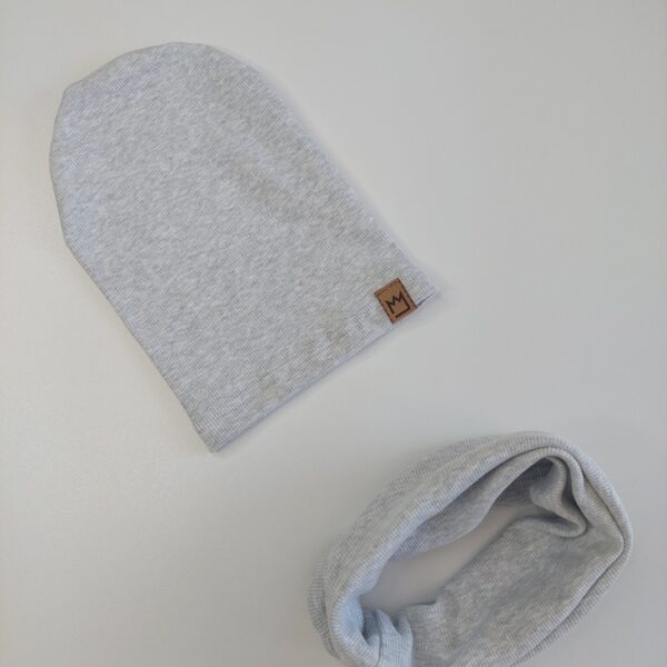 CZAPKA Z KOMINEM JASNY SZARY MELANŻ MIMI