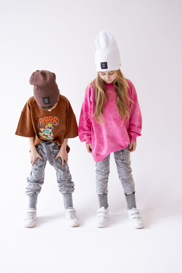 SPODNIE JOGGERY DEKATYZOWANE JEANS BLACK NUNU