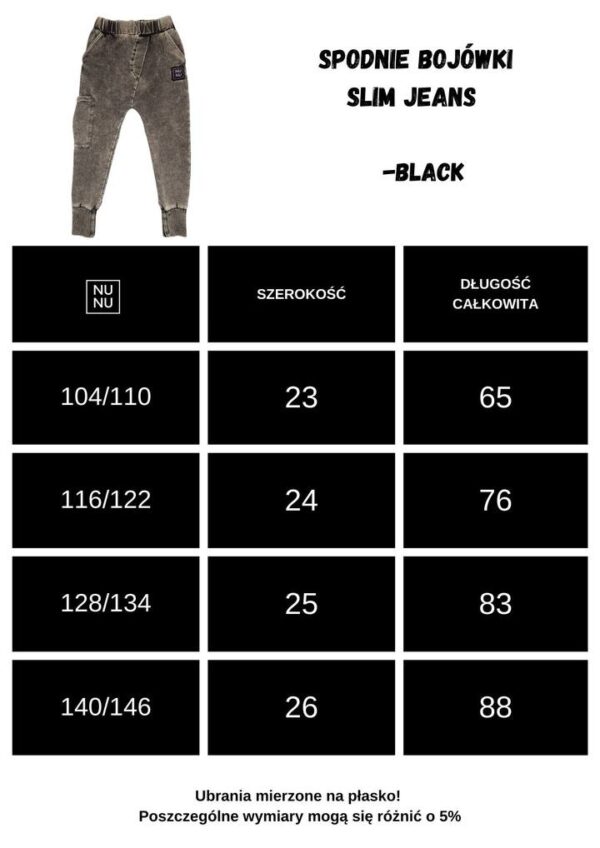 SPODNIE BOJÓWKI JEANS BLACK NUNU
