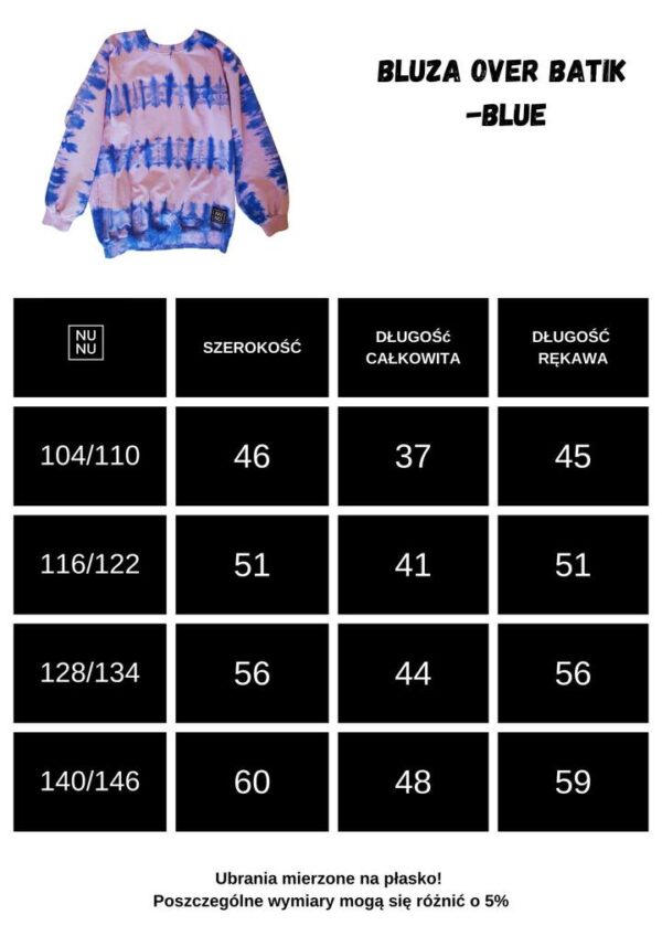 BLUZA OVER TIE DYE BLUE-PURPLE NUNU