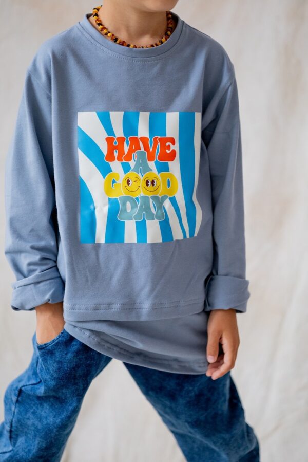 BLUZKA Z PRZEDŁUŻANYM DOŁEM BABY BLUE NUNU