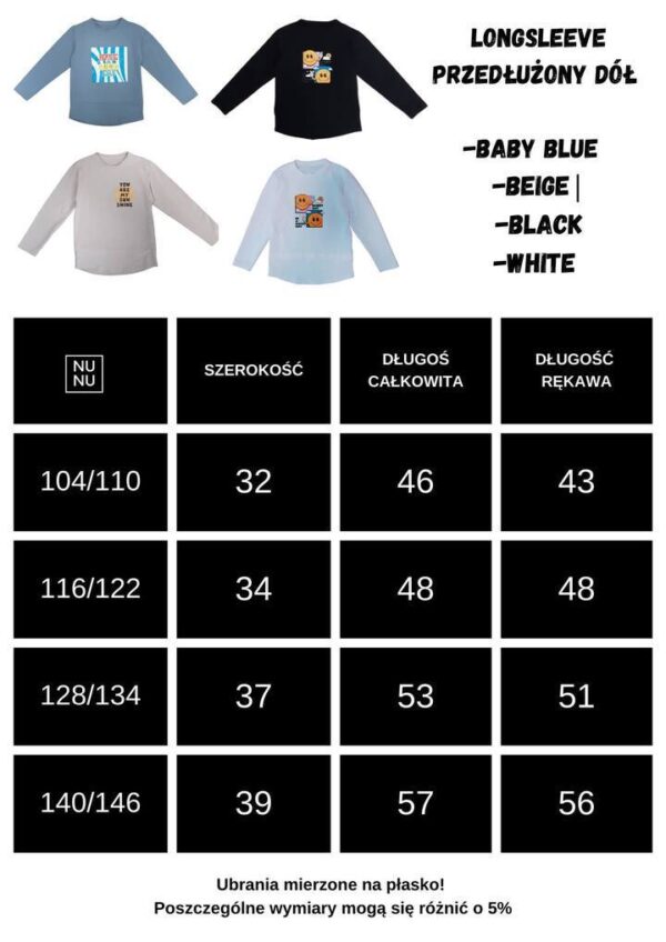 BLUZKA Z PRZEDŁUŻANYM DOŁEM BABY BLUE NUNU